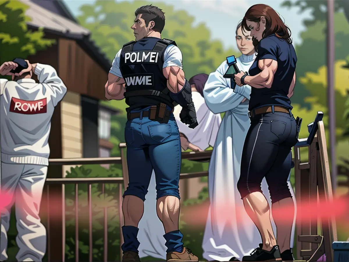 Homicide investigators secured evidence at the crime scene in Warburg on Sunday afternoon (