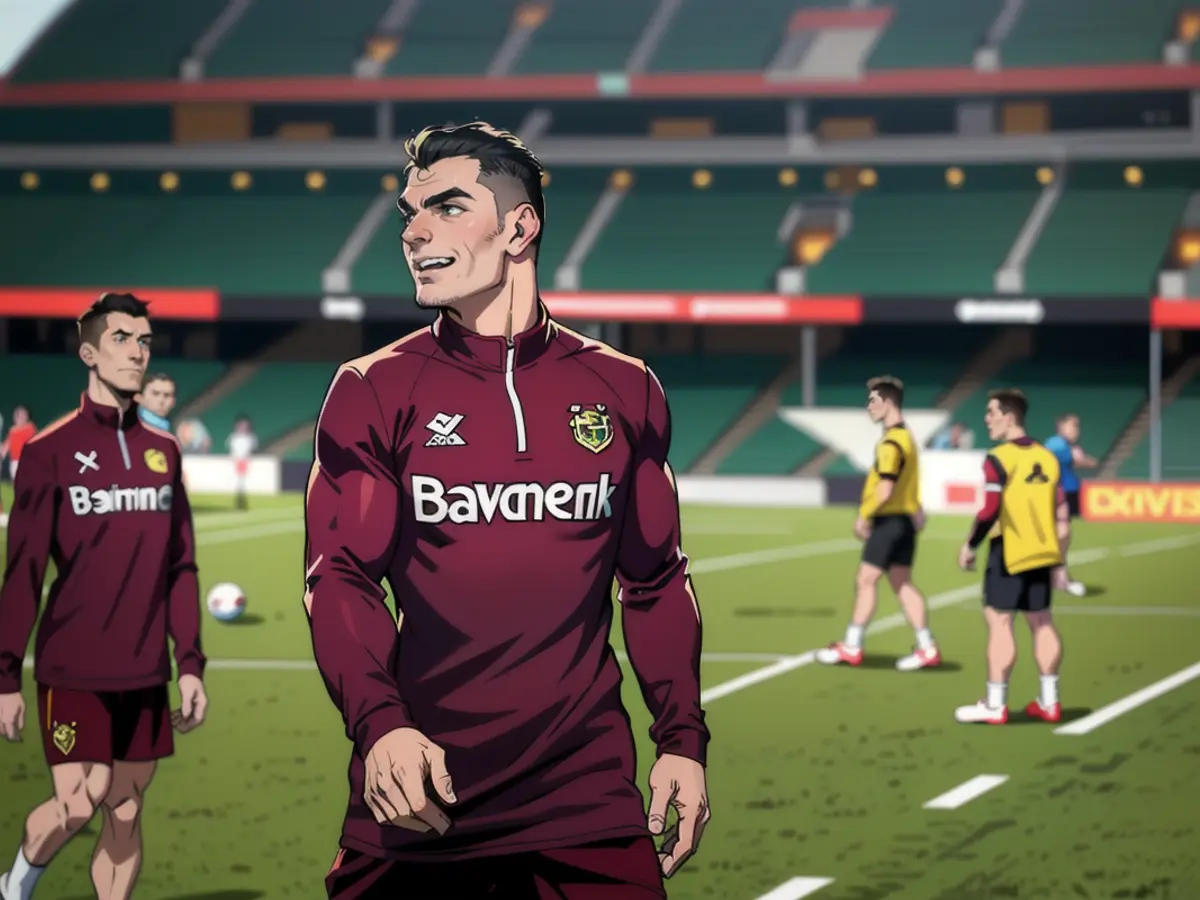 Granit Xhaka in a good mood at Leverkusen's final training session in Dublin