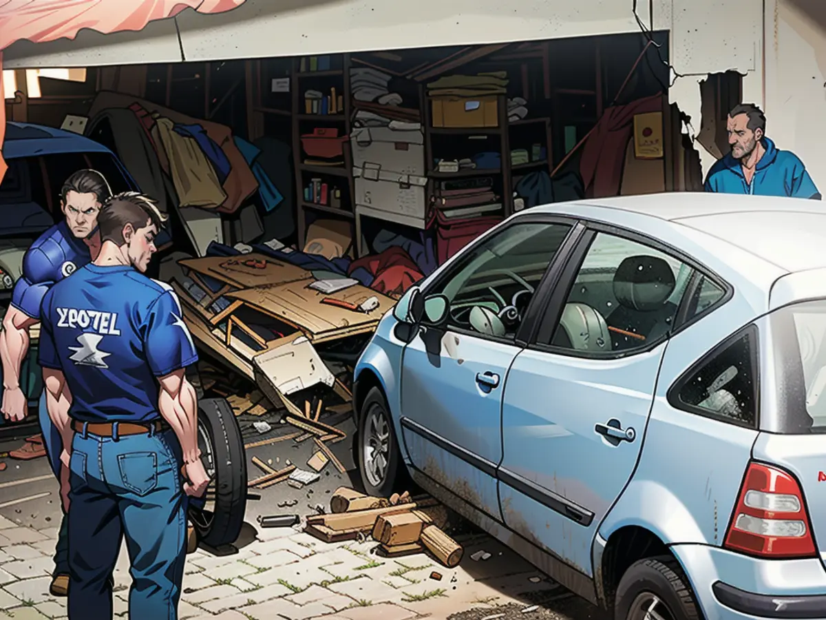 Auch die im Inneren der Garage gelagerten Teile wurden durch den heftigen Aufprall zerstört