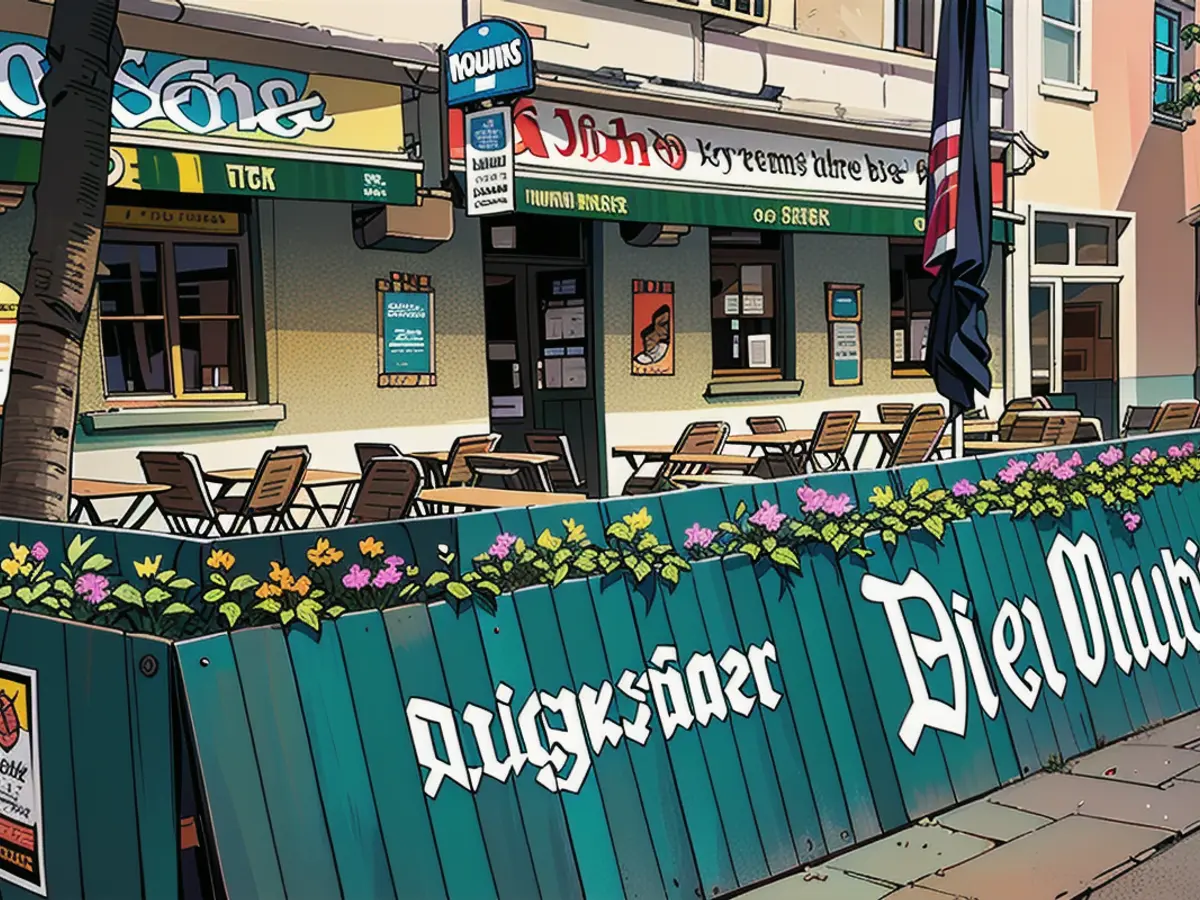 So sah der Biergarten mit Werbung aus