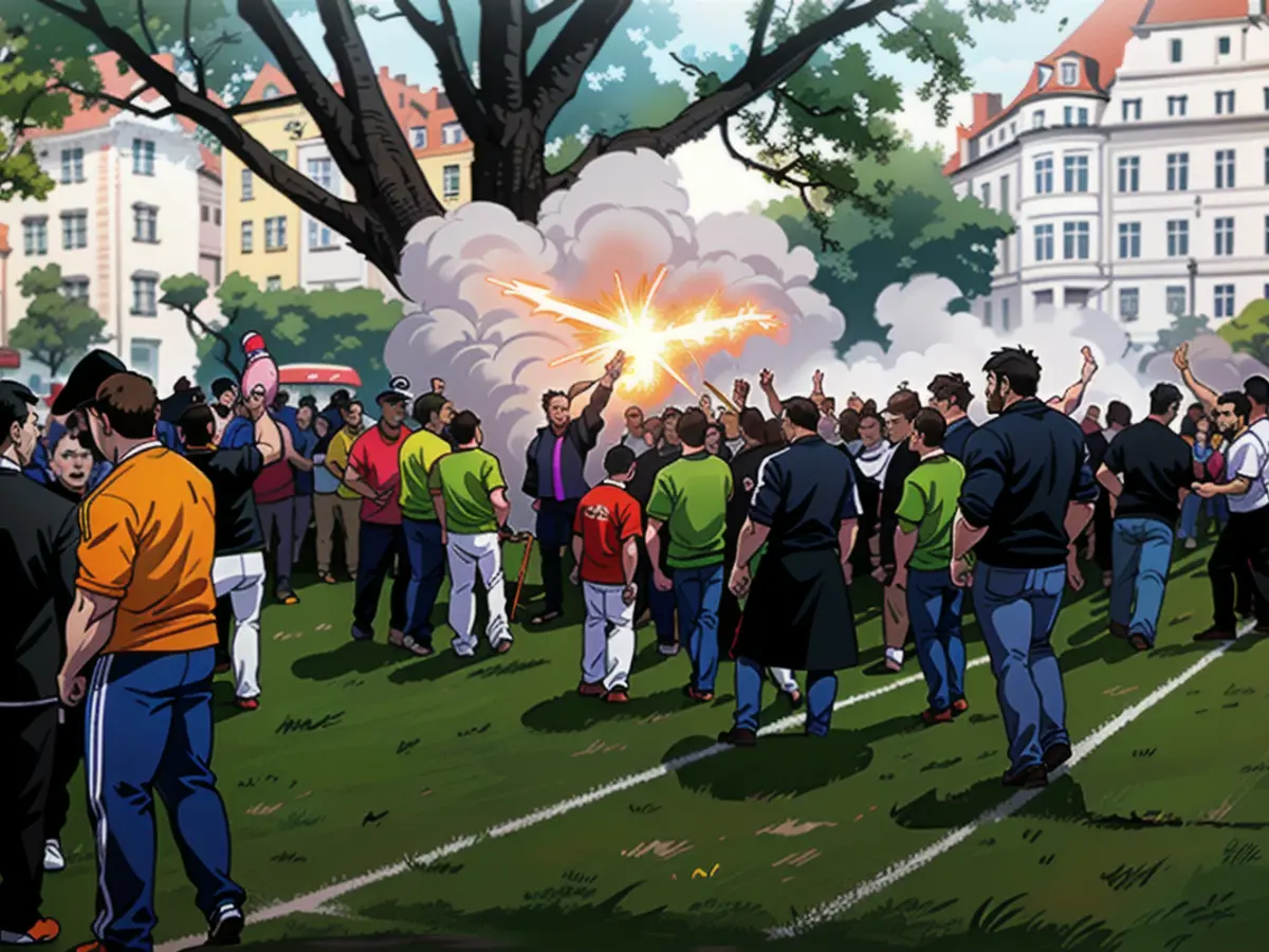 Mit Pyrotechnik feierten die Fußball-Fans am Borsigplatz