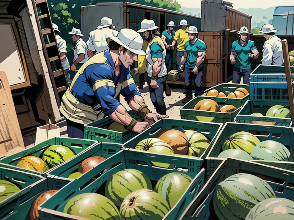 Der Lkw hatte Kisten mit Melonen geladen, die nach dem Crash auch geborgen werden mussten