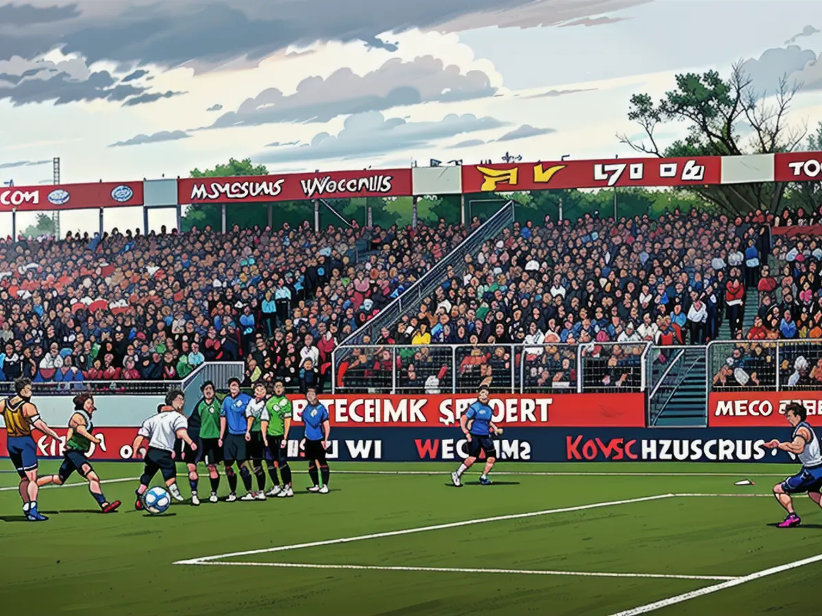 The ball flies into the net to make it 1:0 for Würzburg, Leo Weinkauf can only look on from behind