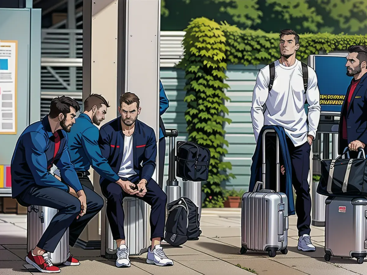 The DFB stars Manuel Neuer, Ilkay Gündogan, Florian Wirtz, Pascal Groß and Aleksandar Pavlovic (from right)