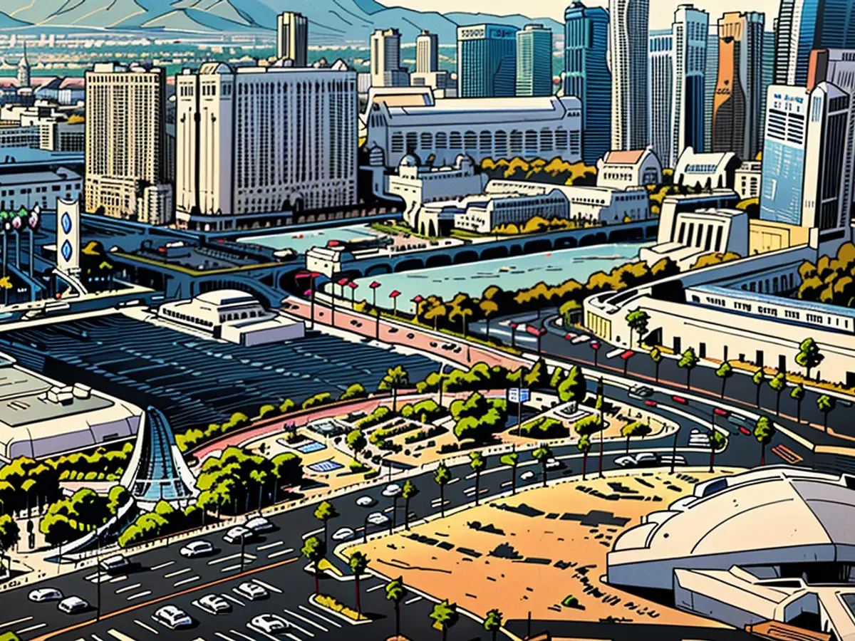 Oct. 1 Las Vegas Memorial for the Tragedy This rendering provides context for where the memorial will be built. The Shrine of the Most Holy Redeemer church is at the bottom right.
