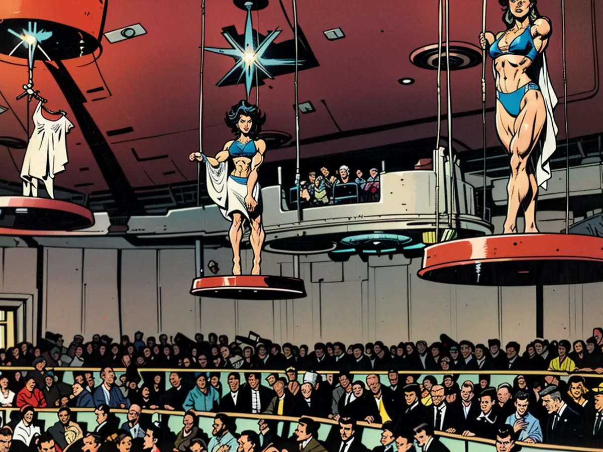 Lido de Paris, 1963 Showgirls dangle from the ceiling in the 1963 production of ‘Lido de Paris’ at the Stardust.