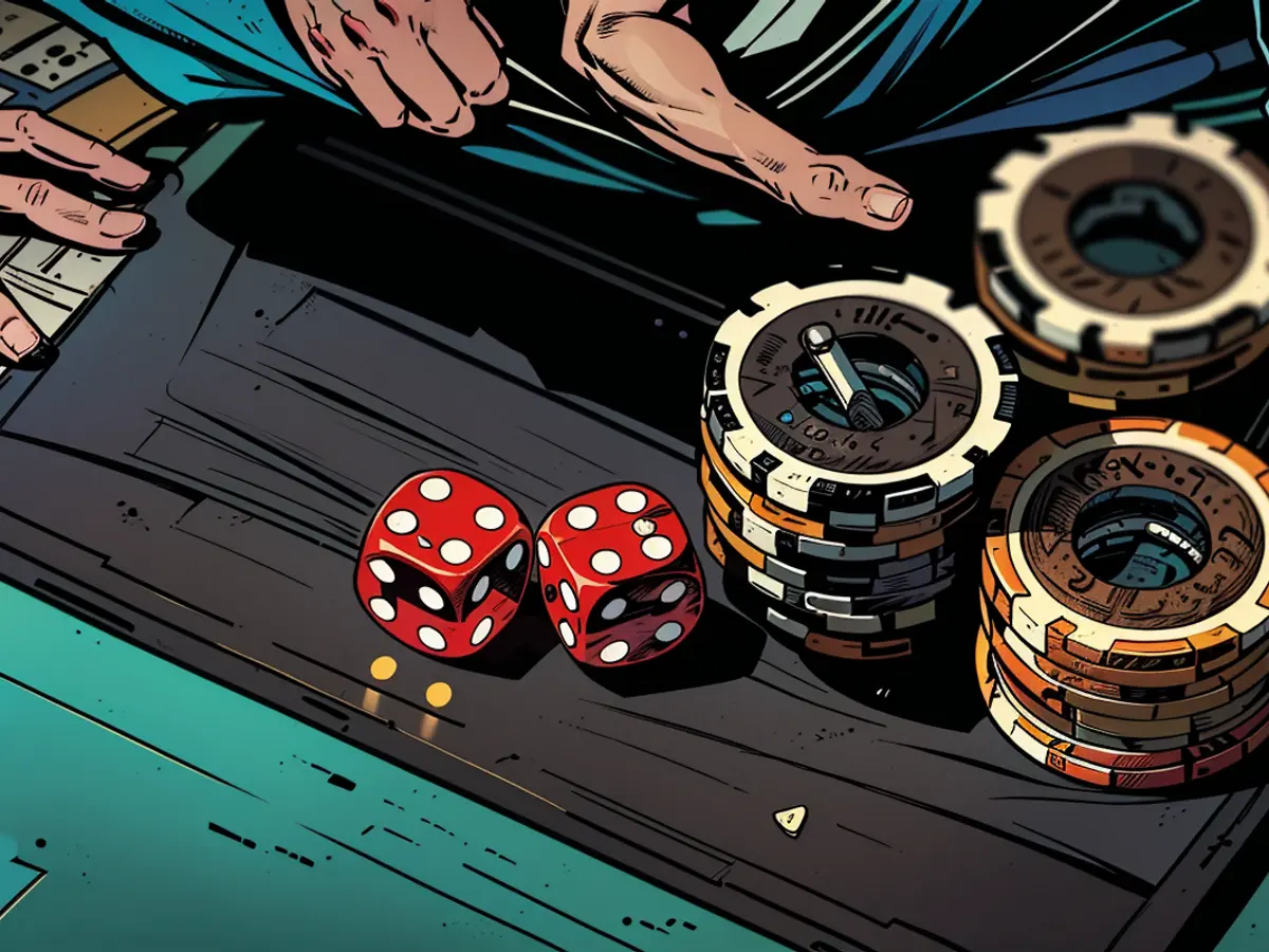 Recording chips and dice lying on a laptop. The new supervisory authority will monitor gambling providers and their activities.